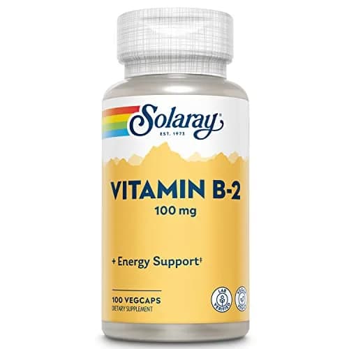 SOLARAY Vitamin B2 Supplement 100 mg | Supports Energy & Nervous System | 100 Veg Capsules thumbnail 1
