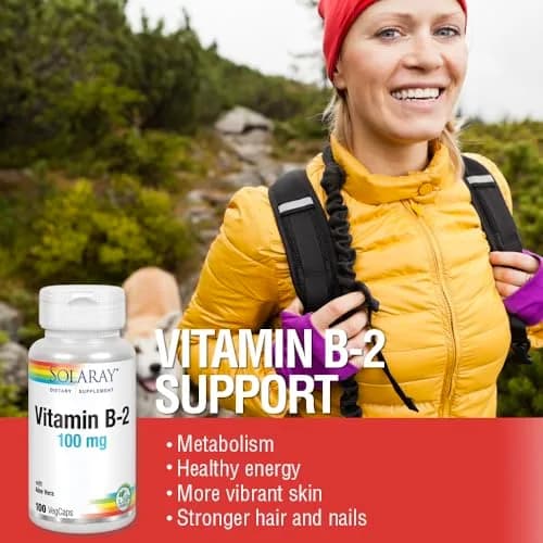 SOLARAY Vitamin B2 Supplement 100 mg | Supports Energy & Nervous System | 100 Veg Capsules thumbnail 5