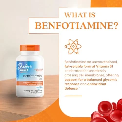 Doctor's Best Benfotiamine 300mg Supplement, 60 Veggie Caps | Supports Nerve & Metabolic Health thumbnail 5