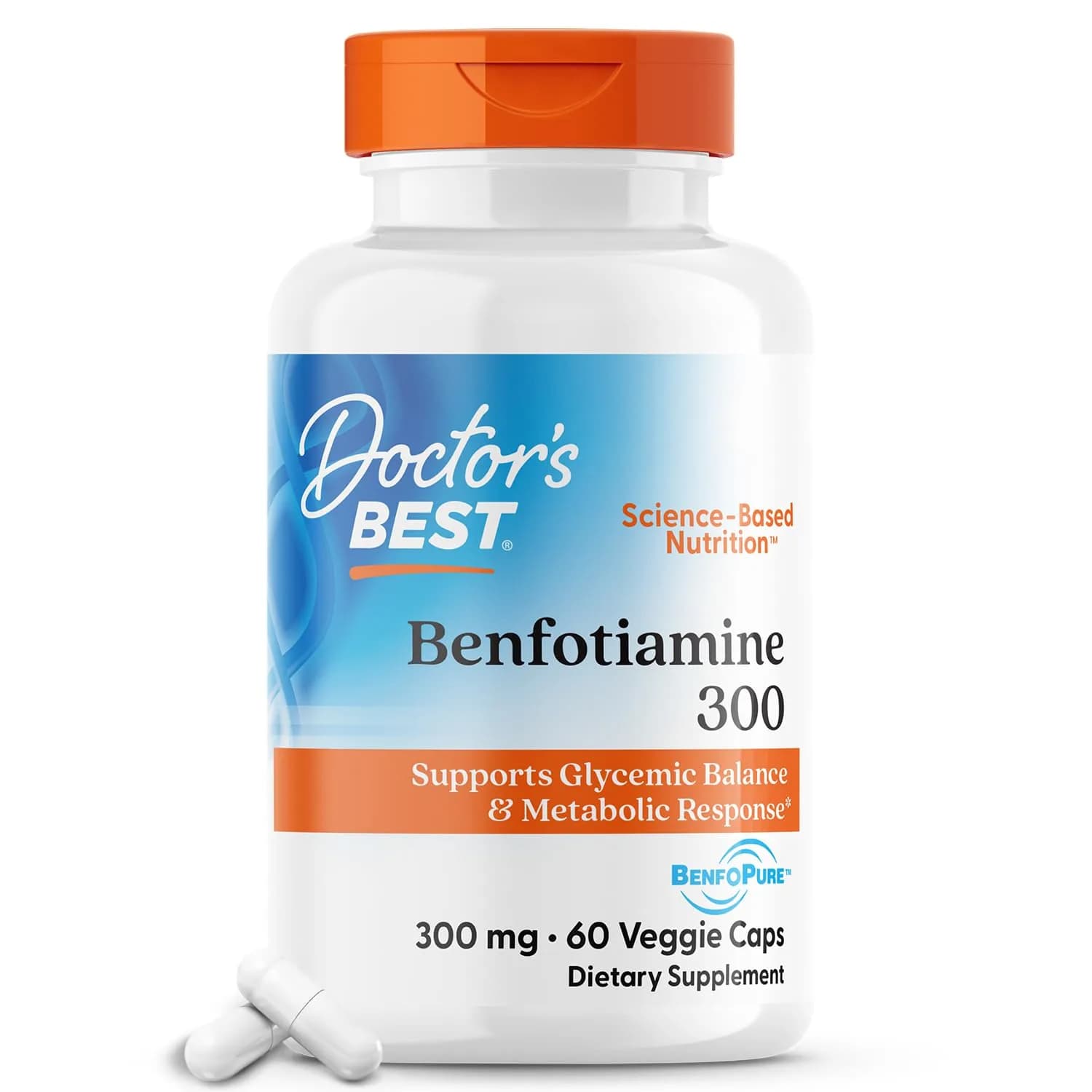 Doctor's Best Benfotiamine 300mg Supplement, 60 Veggie Caps | Supports Nerve & Metabolic Health - main product image
