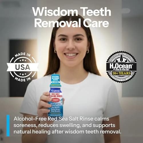 H2Ocean Healing Rinse Natural Sea Salt Mouthwash Arctic Ocean Mint | Alcohol & Fluoride-Free Oral Care for Oral Piercings & Gums thumbnail 2