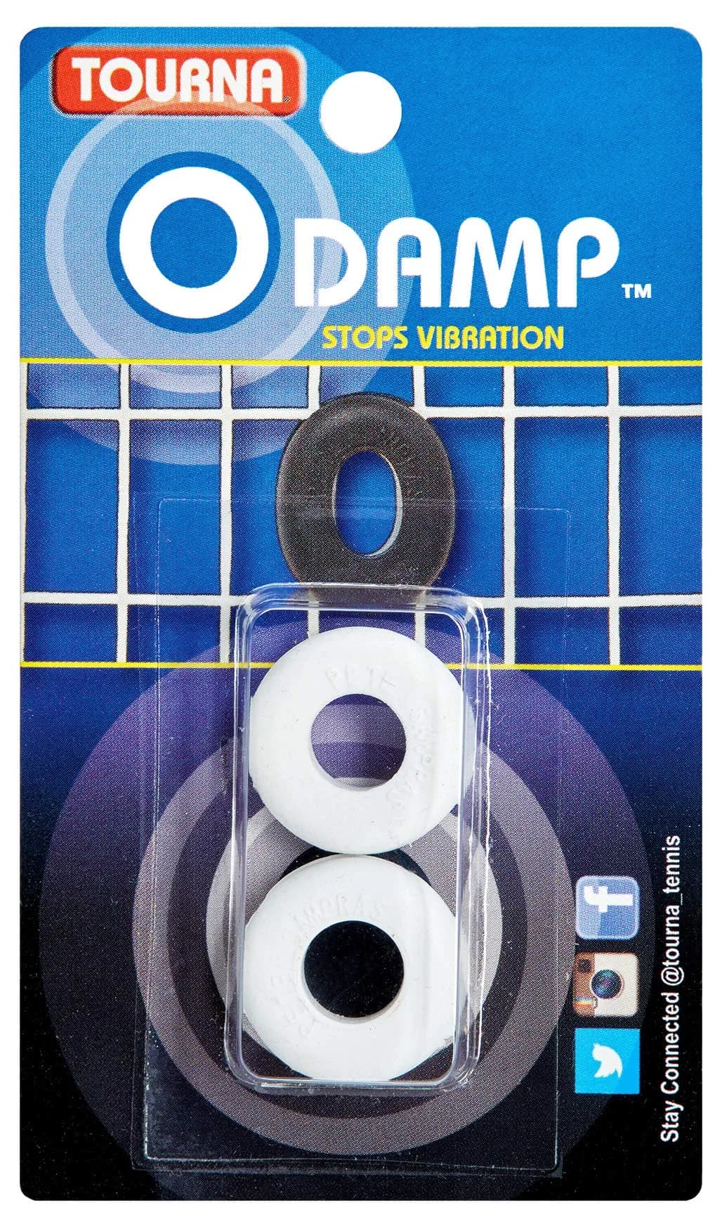 Tourna O Damp Tennis Racquet Vibration Dampener 2 Pack White | Reduces String Vibration for Quieter Play - main product image
