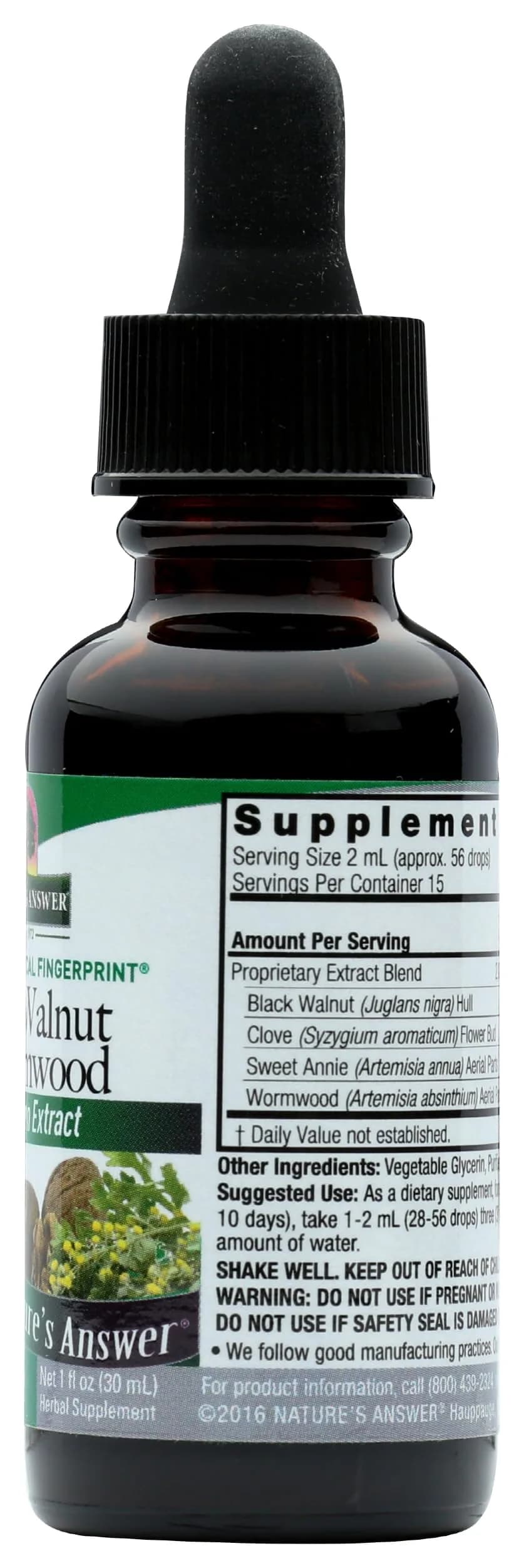 Nature's Answer Black Walnut & Wormwood 1 oz (30ml) Liquid Extract | Promotes Digestion & Healthy Microbiome thumbnail 6