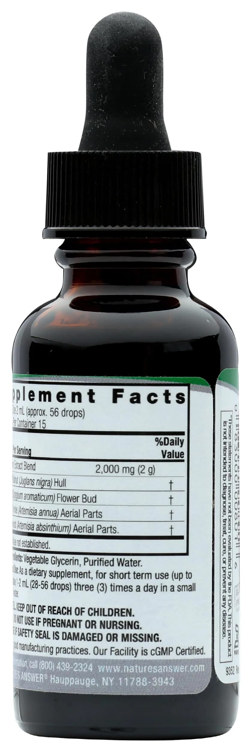 Nature's Answer Black Walnut & Wormwood 1 oz (30ml) Liquid Extract | Promotes Digestion & Healthy Microbiome thumbnail 2