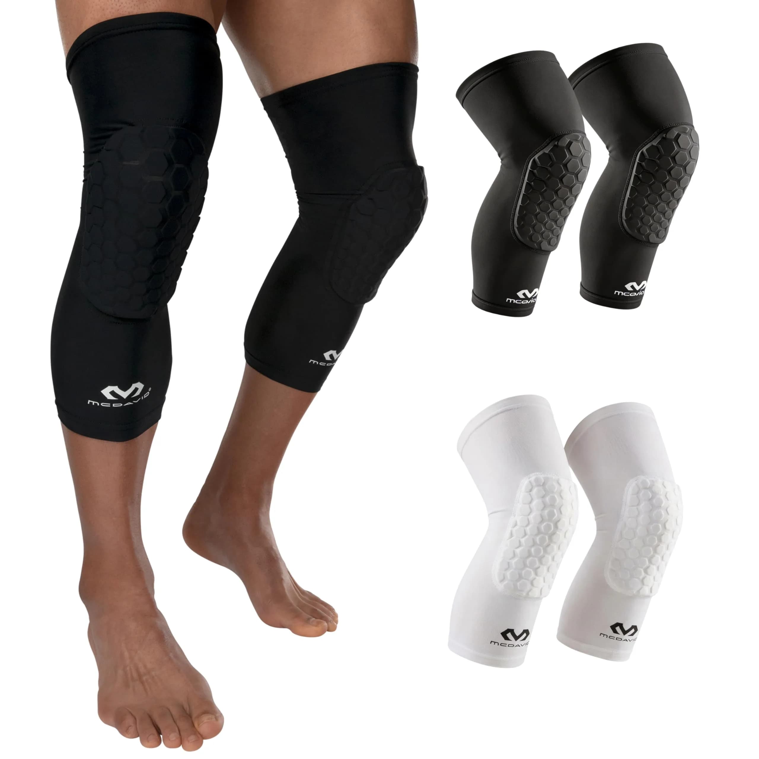 McDavid Hex Knee Compression Sleeves, Pull-On Padded Protection, Moisture Wicking (1 Pair) | Pro & Collegiate Fit - main product image