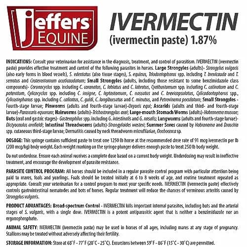 Jeffers Ivermectin Gel Dewormer for Horses 1.87% | Apple Flavored | 1 Pack thumbnail 6
