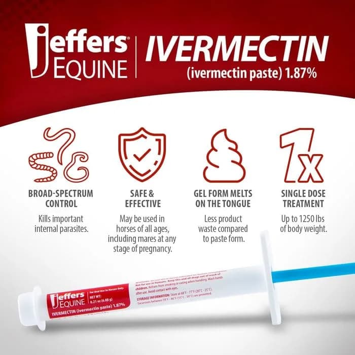 Jeffers Ivermectin Gel Dewormer for Horses 1.87% | Apple Flavored | 1 Pack thumbnail 4