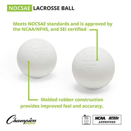 Champion Sports Official Size Lacrosse Balls (91g / 2.5in) | NCAA, NFHS & SEI Certified for Practice & Games thumbnail 2