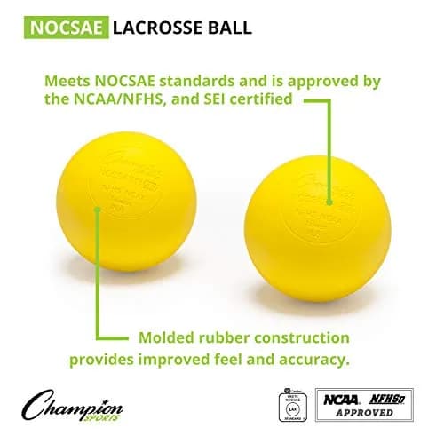 Champion Sports Official Lacrosse Balls - Yellow, 1-Pack (2.5 inch Diameter) | NCAA, NFHS, SEI Certified thumbnail 2
