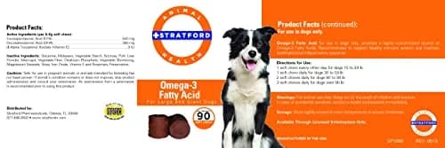 Stratford Omega 3 Soft Chews for Dogs | Max Strength Fish Oil Treats for Large & Giant Breeds (90 Chews) thumbnail 1