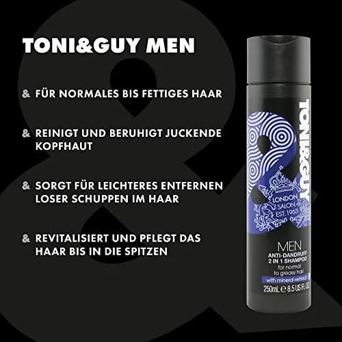 TONI&GUY Men 2 In 1 Anti-Dandruff Shampoo & Conditioner 250ml | Cleansing & Dandruff Relief thumbnail 2