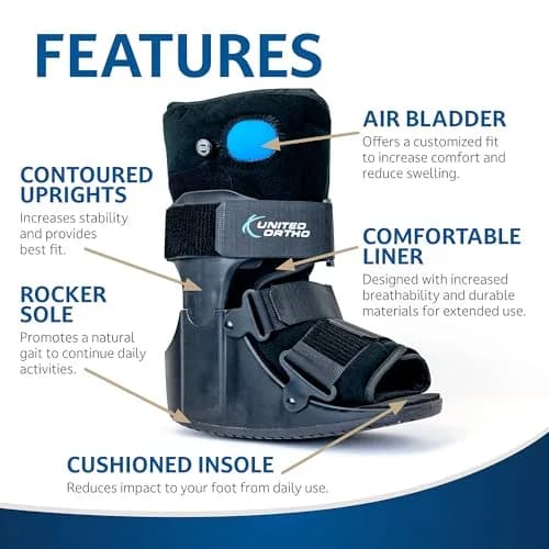 United Ortho Short Air Cam Walker Fracture Boot Small Black | Supports ankle & foot recovery thumbnail 4