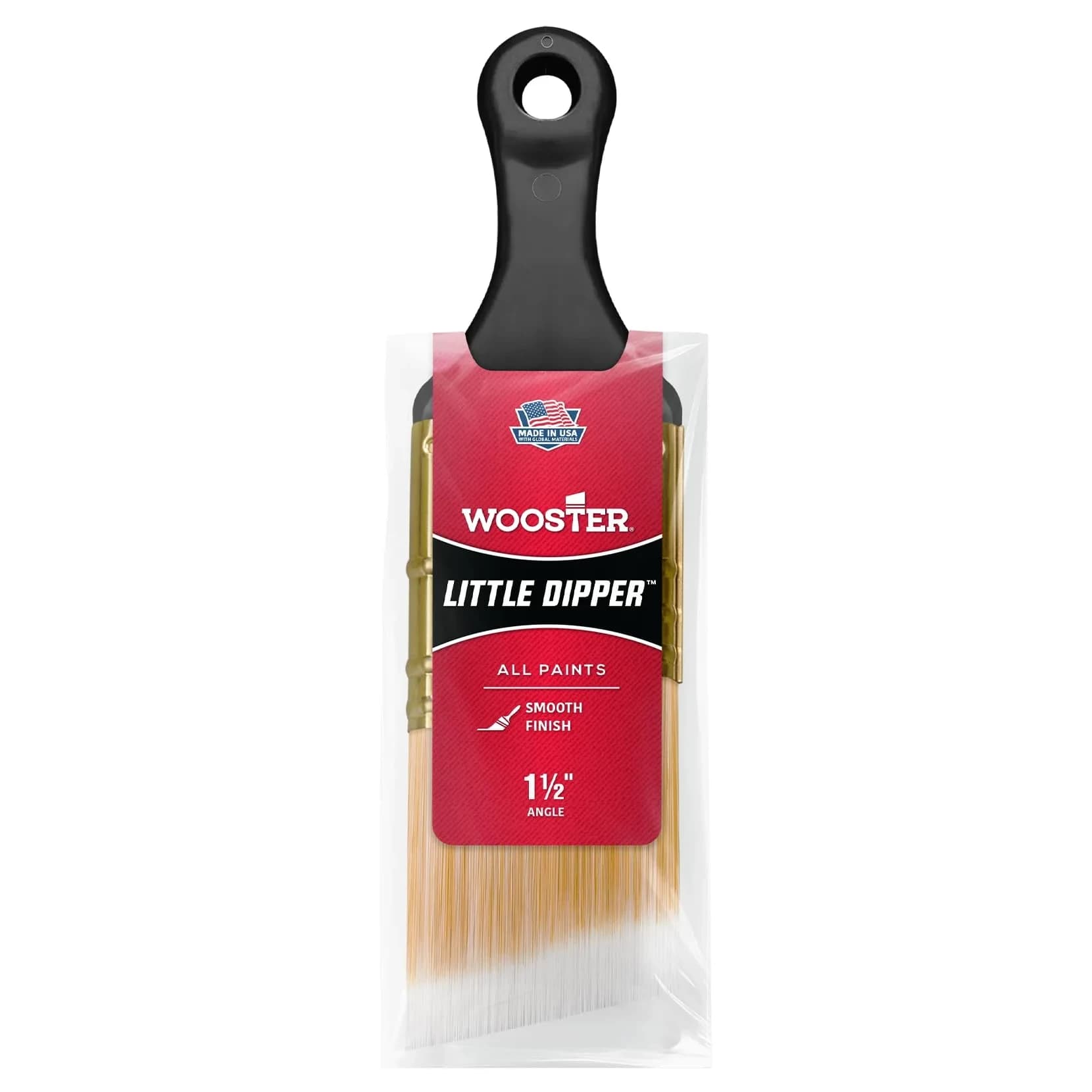 Wooster Little Dipper Paintbrush 2 Inch (5.08 cm) | Precision Angled Strokes for Tight Spaces — Black