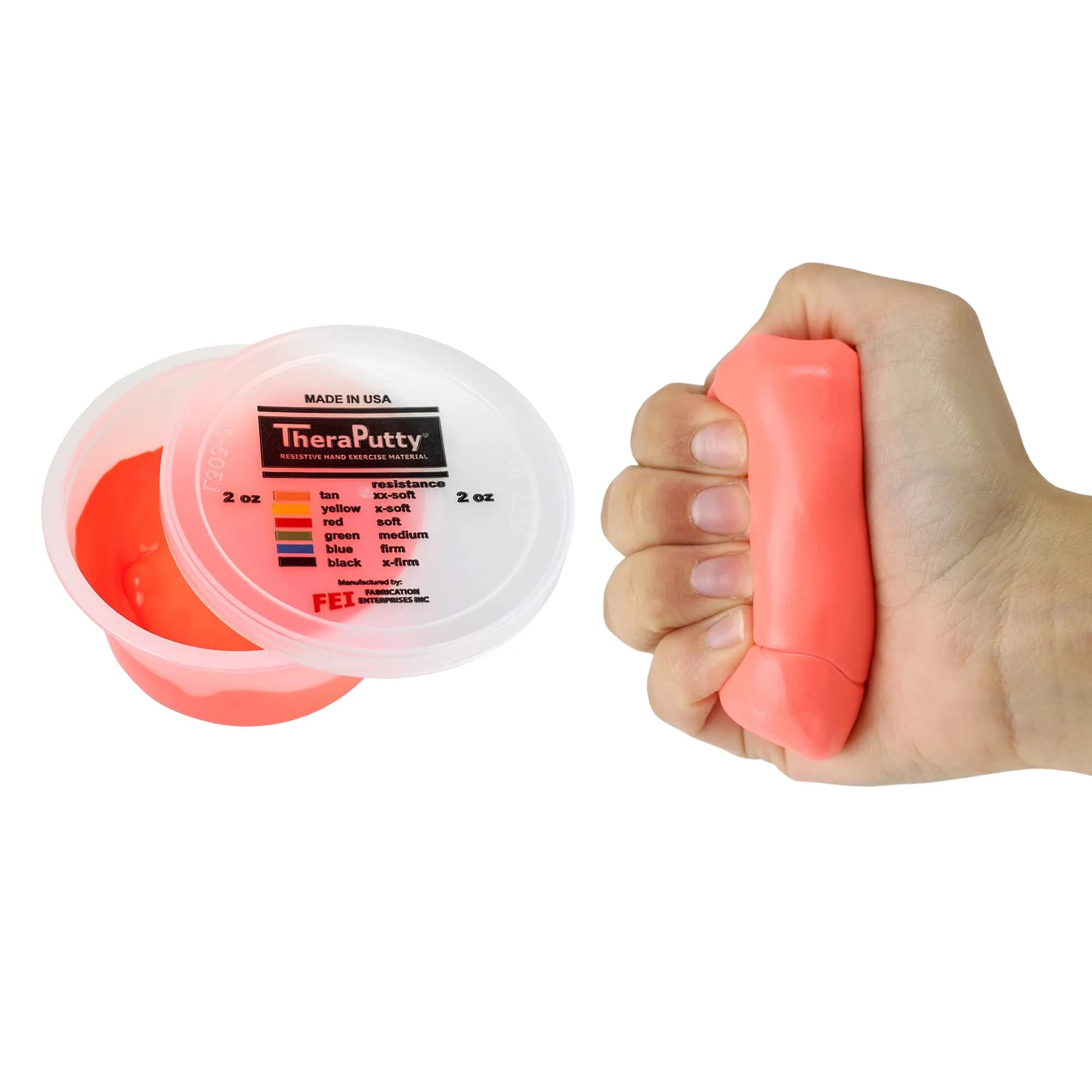 CanDo Theraputty Plus Hand Exercise Putty Medium Green 2 oz (57 g) | Rehabilitation & Grip Strengthening — Red Soft / 2 oz