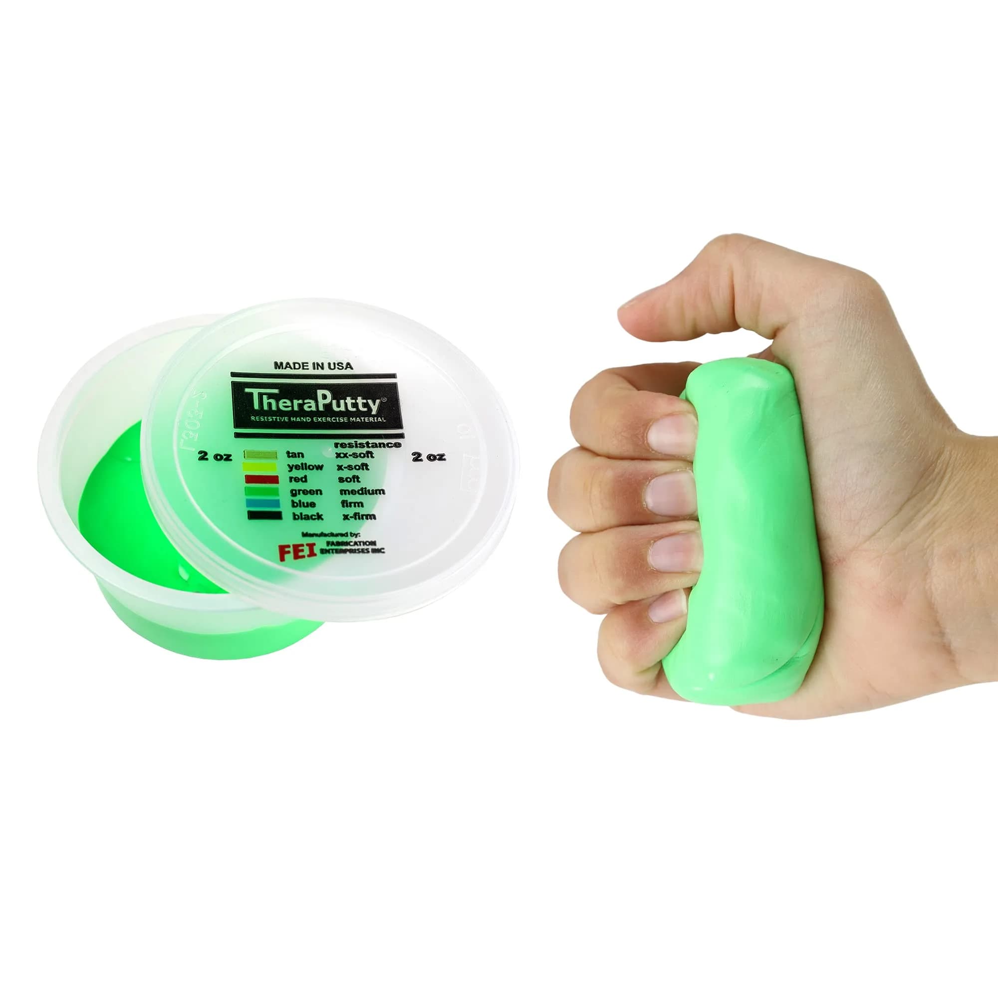 CanDo Theraputty Plus Hand Exercise Putty Medium Green 2 oz (57 g) | Rehabilitation & Grip Strengthening - main product image