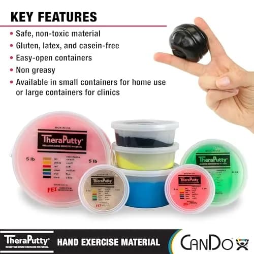 CanDo Theraputty Plus Hand Exercise Putty X-Firm Black 113g (4 oz) | Resistance for Hand Therapy & Grip Strengthening thumbnail 5