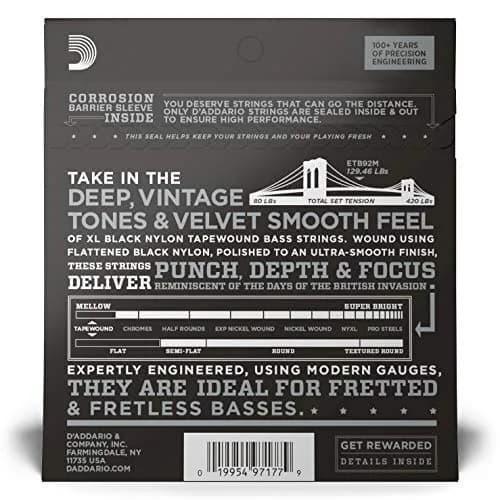 D'Addario Tapewound Bass Strings ETB92M Medium Scale 50-105 | Warm Deep Tone for Bass Guitars thumbnail 3