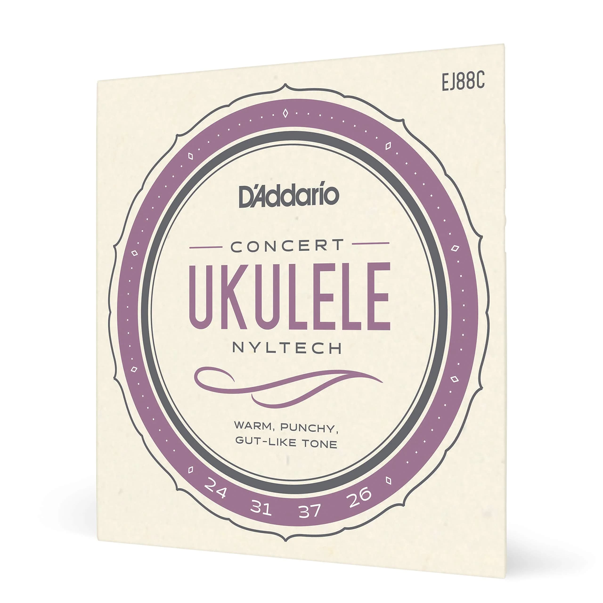 D'Addario Nyltech Concert Ukulele Strings EJ88C (4-String Set) | Bright Tone, Warm Playability, Tuning Stability — Nyltech Concert
