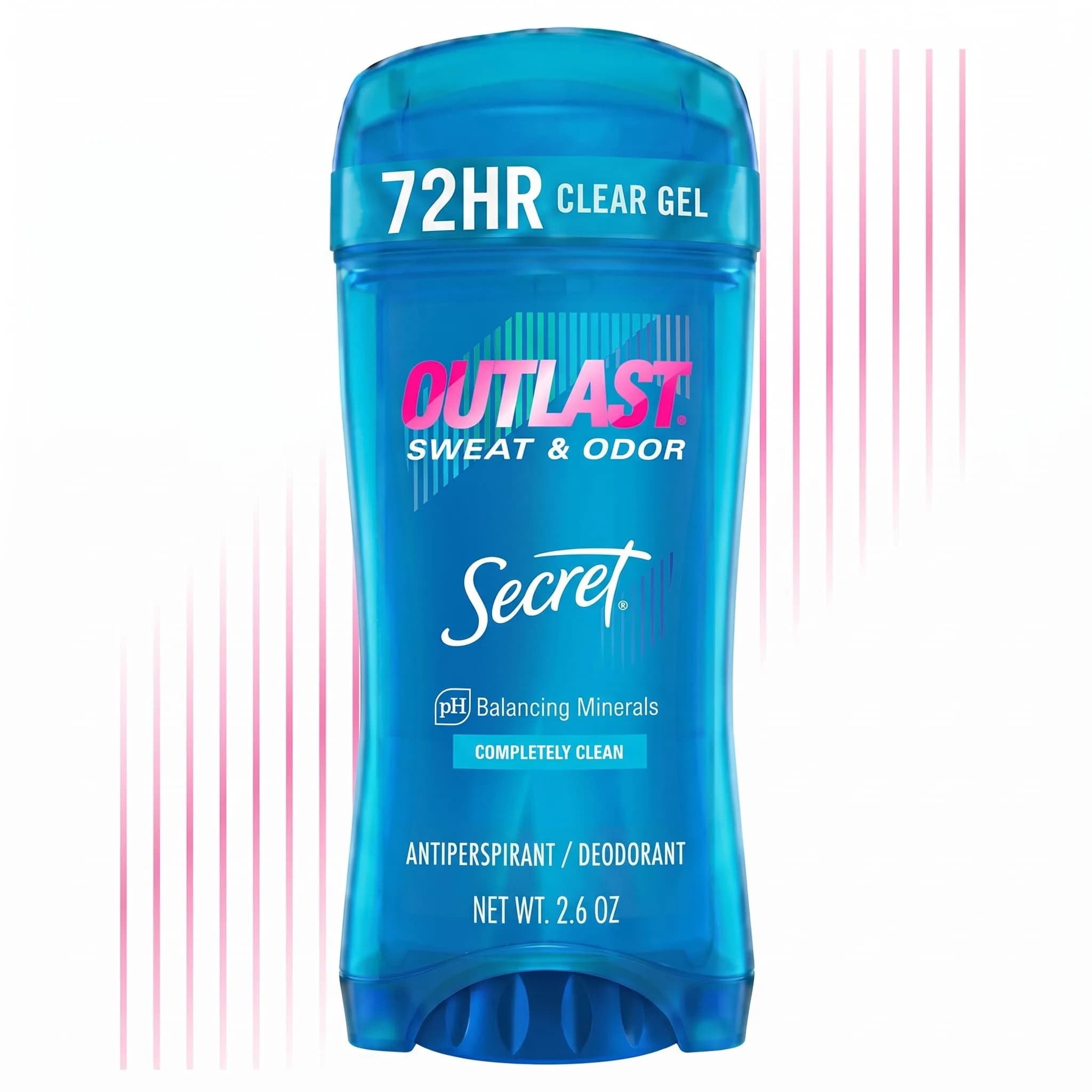 Secret Outlast Antiperspirant Deodorant for Women, 2.6 oz | 72hr Sweat & Odor Protection, PH Balance, Clear Gel, Shower Fresh — 2.6 Ounce