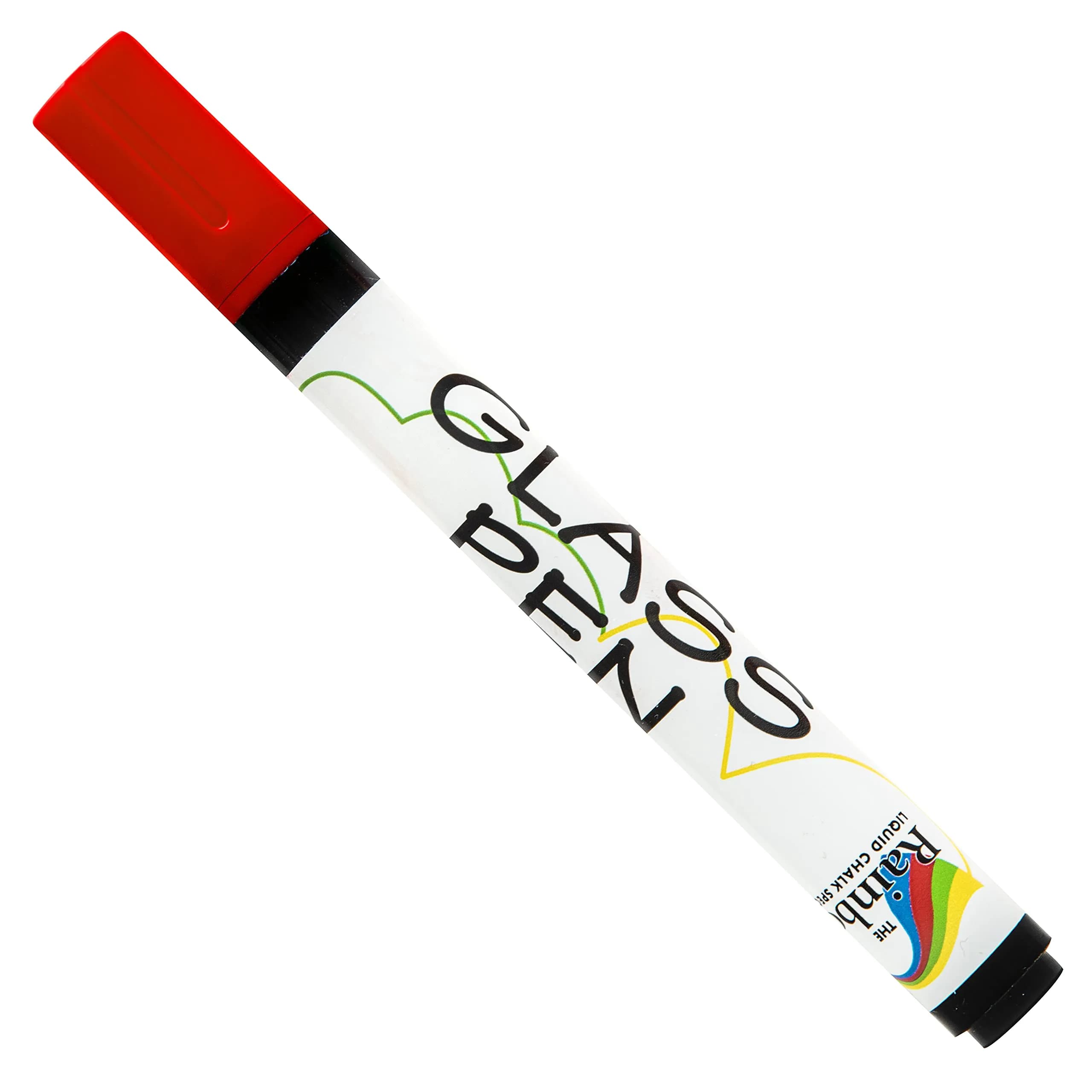 Rainbow Chalk Markers Limited Glass Pen Window Marker White Fine Tip | Writes on Glass, Mirrors, Windows — Red