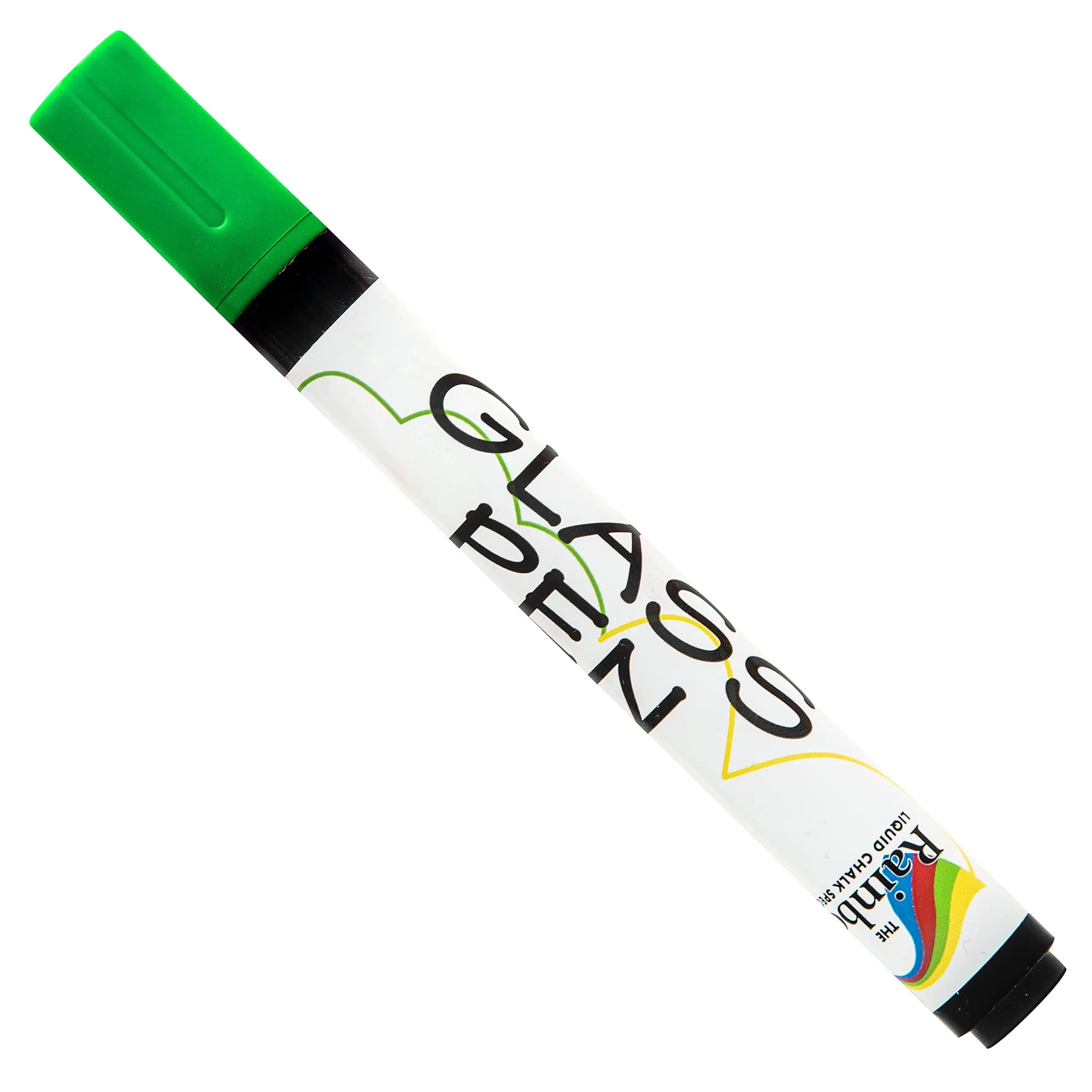 Rainbow Chalk Markers Limited Glass Pen Window Marker White Fine Tip | Writes on Glass, Mirrors, Windows — Green