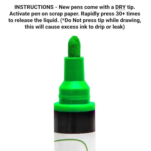 Rainbow Chalk Markers Limited Glass Pen Window Marker Green Fine Tip 5mm (0.2 inch) | Non-Toxic Water-Based Ink thumbnail 2