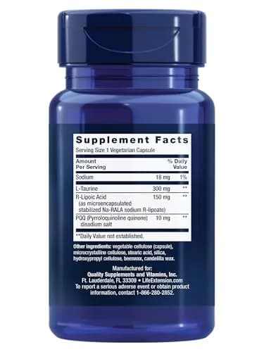 Life Extension Mitochondrial Basics with PQQ, L-Taurine, R-lipoic Acid 30 Capsules thumbnail 2