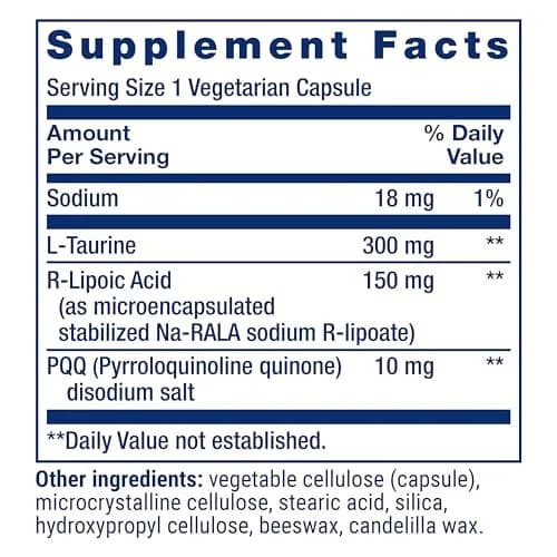 Life Extension Mitochondrial Basics with PQQ, L-Taurine, R-lipoic Acid 30 Capsules thumbnail 3