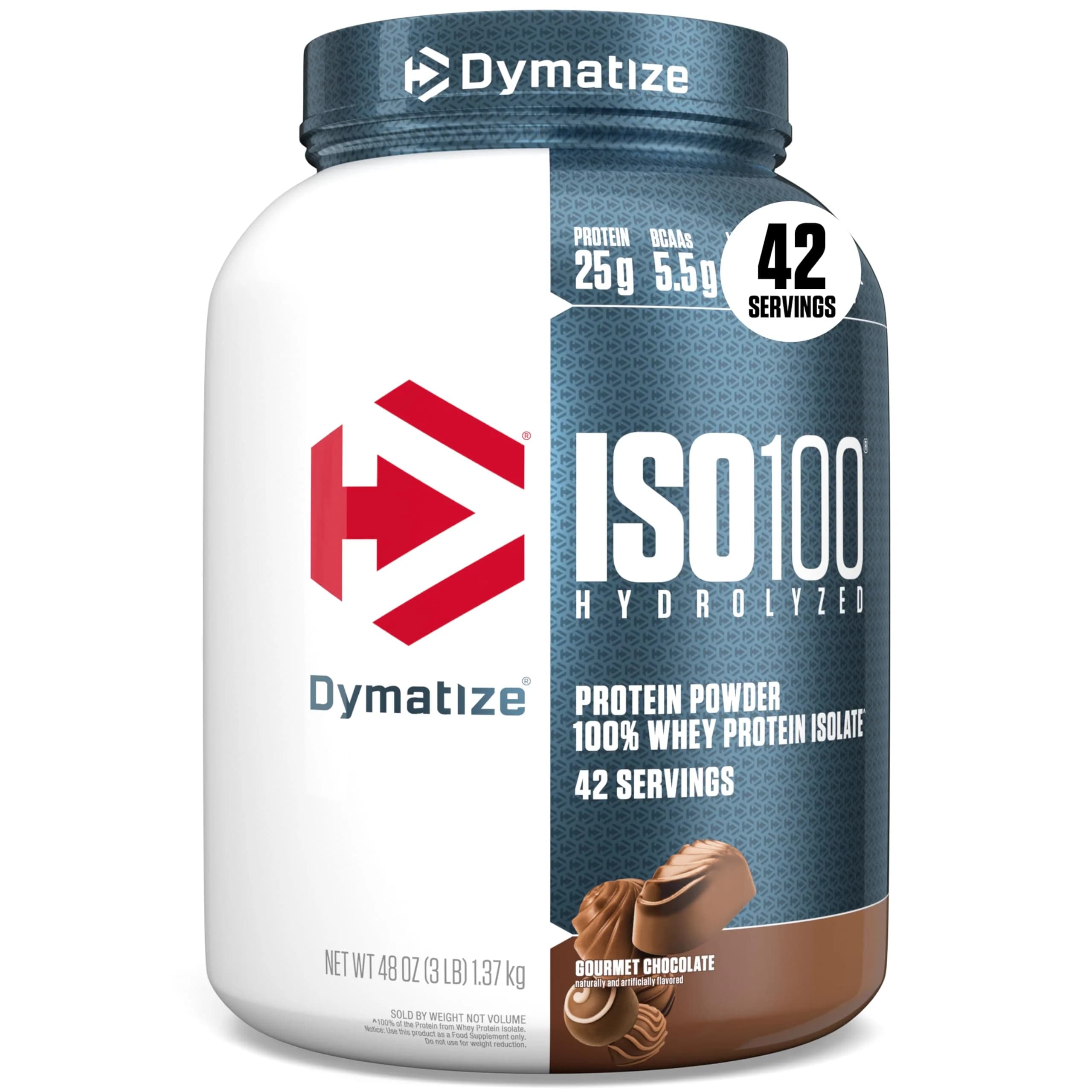Dymatize ISO100 Whey Protein Isolate Dunkin' Glazed Donut 609g (1.34 lb) | 25g Protein Per Serving — Chocolate / 3 Pound