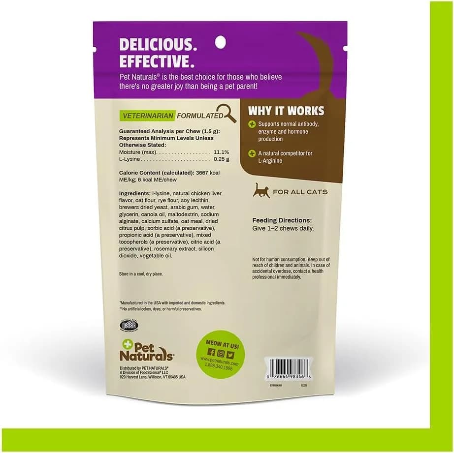 Pet Naturals Lysine Chews for Cats, Chicken Flavor, 60 Count | Immune & Respiratory Support for Cats thumbnail 11