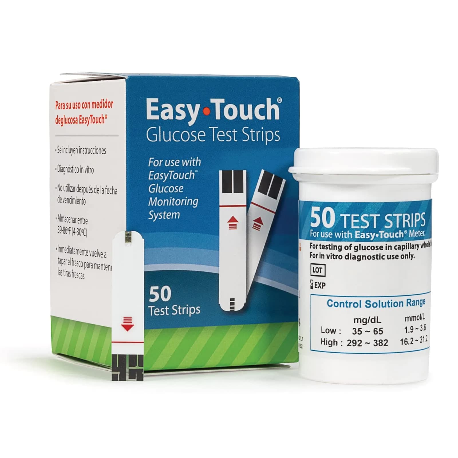 Easy Touch Glucose Test Strips (50ct) | Fast 5-Second Blood Sugar Results for India - main product image