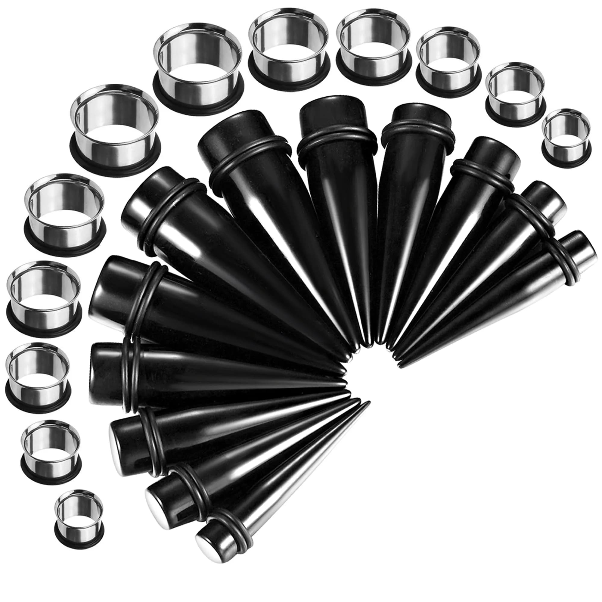 BodyJ4You Ear Gauge Stretching Kit 00G-20mm Big Gauges for Ears | Complete 24-Piece Set for Ear Piercing