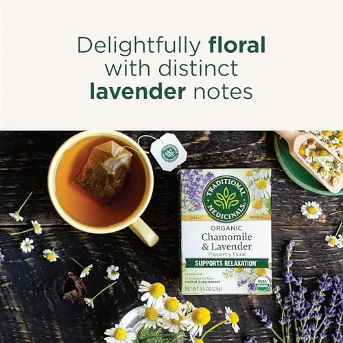 Traditional Medicinals Organic Chamomile with Lavender Herbal Tea 16 Tea Bags (Pack of 1) | Calms Nervous System thumbnail 2