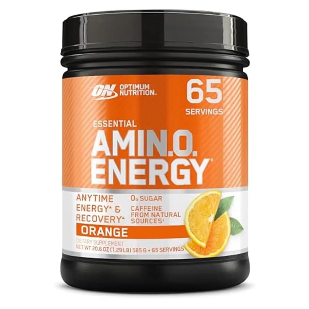 Optimum Nutrition Amino Energy Pre Workout Powder, Orange Cooler, 65 Servings | Energy & Muscle Recovery Blend