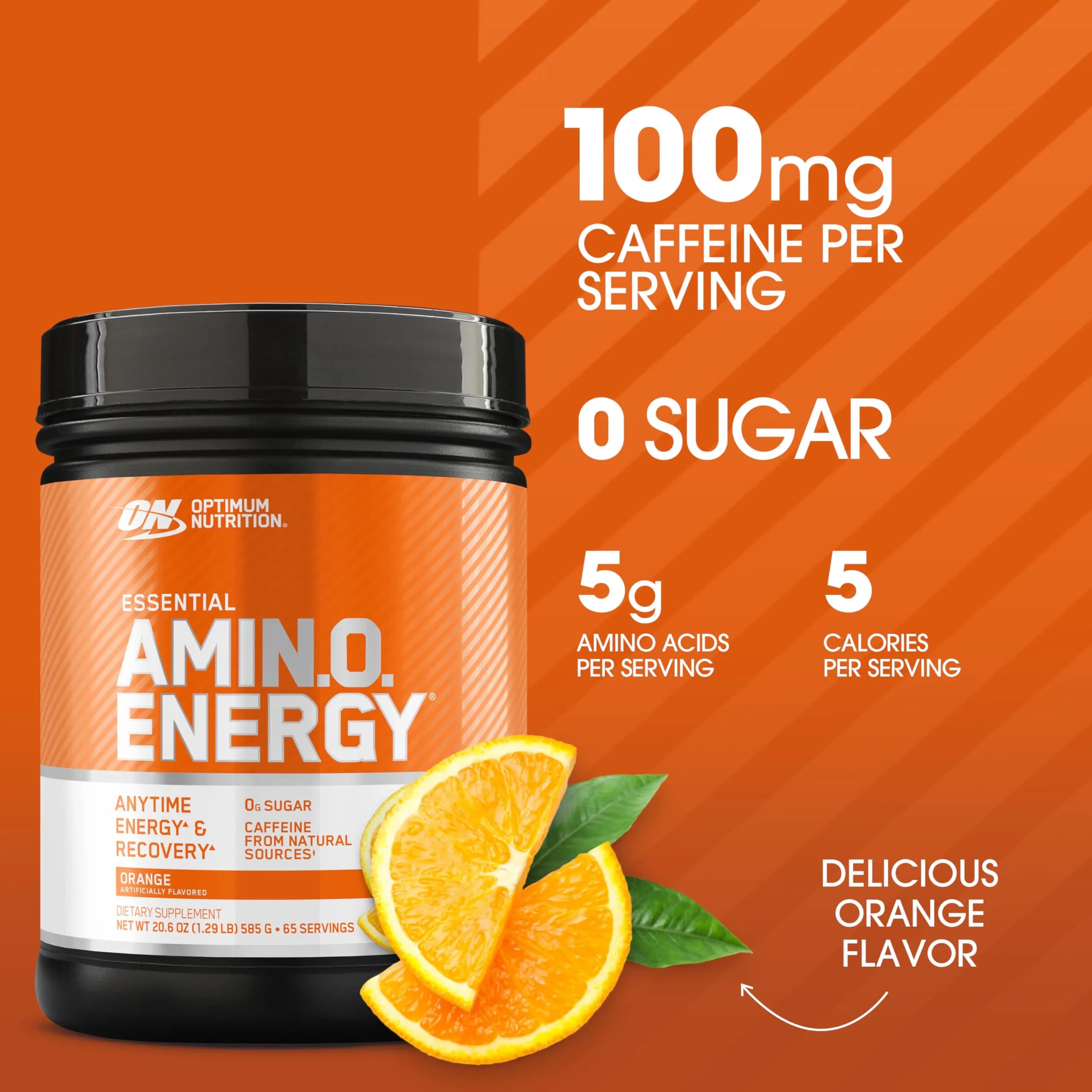 Optimum Nutrition Amino Energy Pre Workout Powder, Orange Cooler, 65 Servings | Energy & Muscle Recovery Blend thumbnail 2