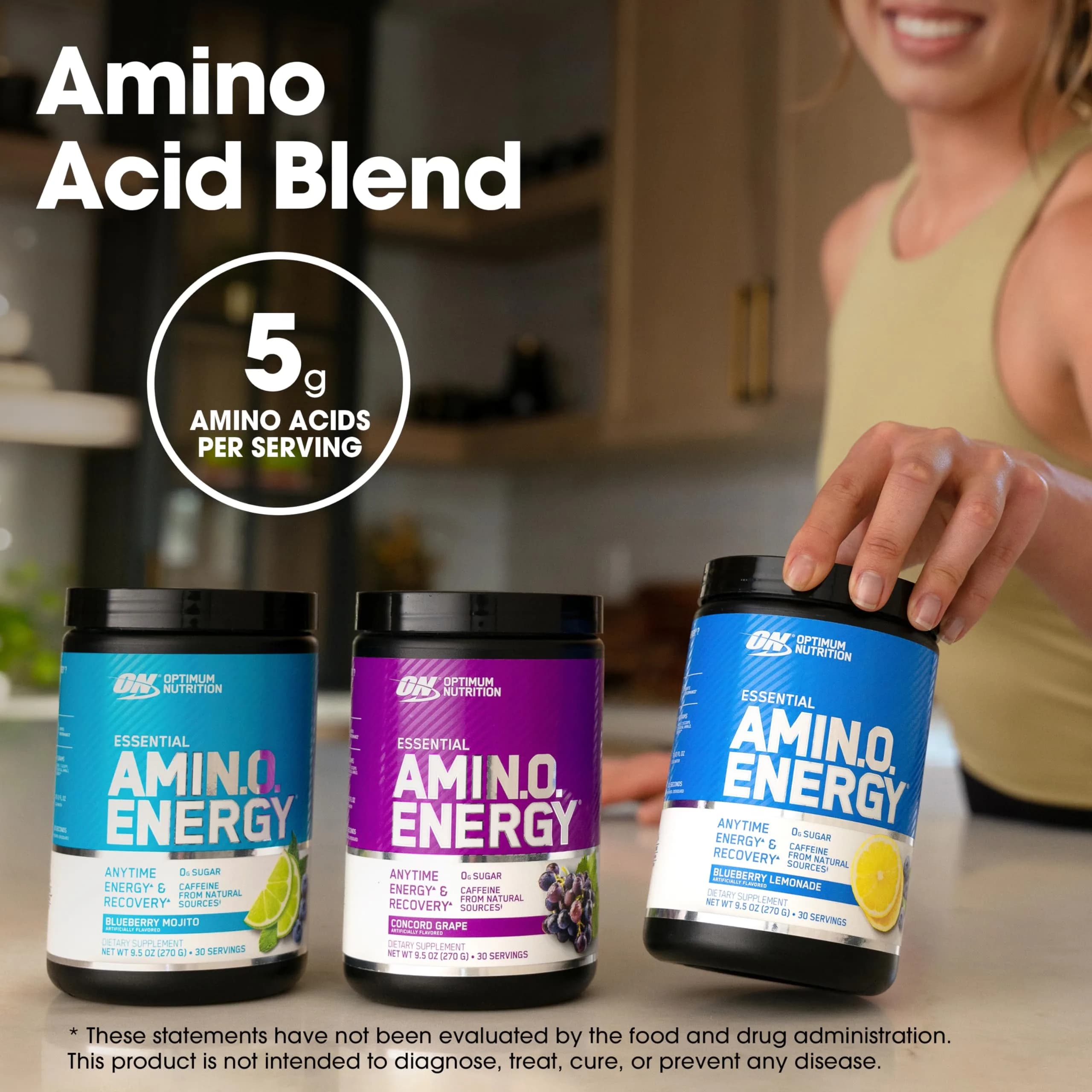 Optimum Nutrition Amino Energy Pre Workout Powder, Orange Cooler, 65 Servings | Energy & Muscle Recovery Blend thumbnail 5