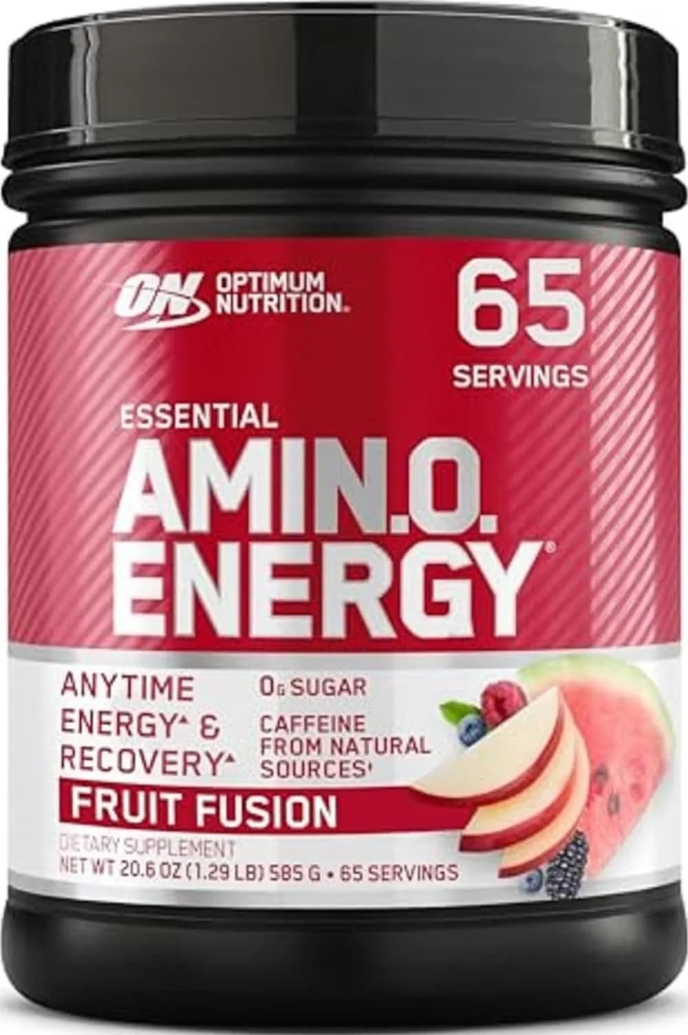 Optimum Nutrition Amino Energy Pre Workout Powder Fruit Fusion 65 Servings (1.29 lb / 585 g) | Keto Friendly BCAA Energy Drink