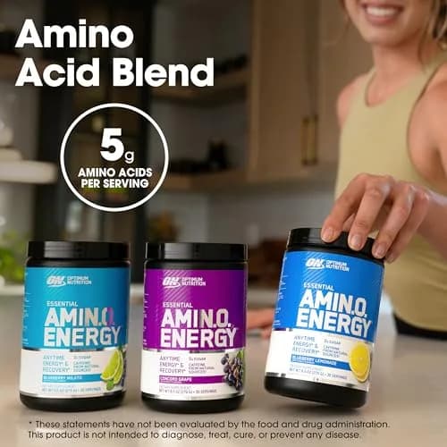 Optimum Nutrition Amino Energy Pre Workout Powder Fruit Fusion 65 Servings (1.29 lb / 585 g) | Keto Friendly BCAA Energy Drink thumbnail 5