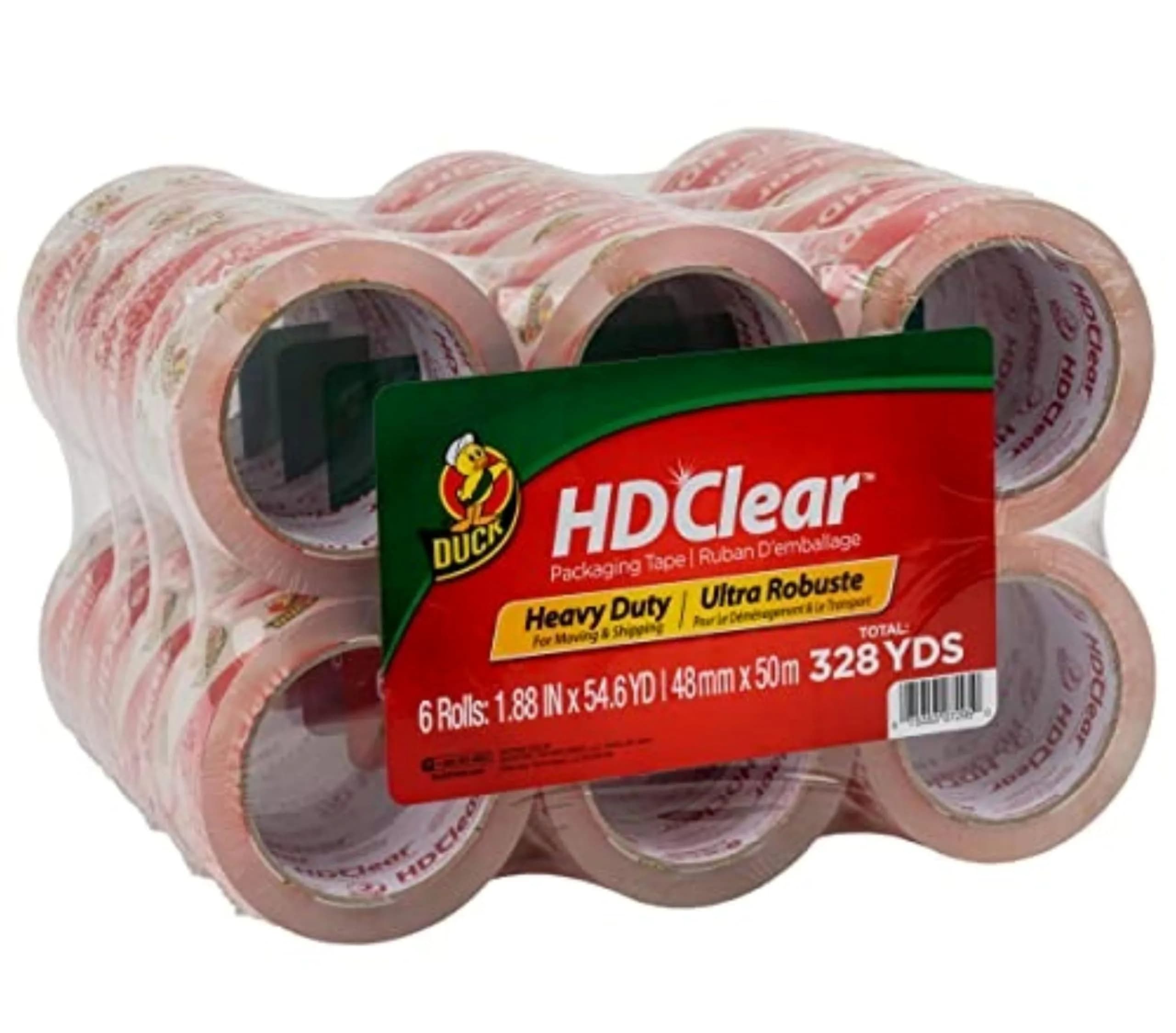 Duck HD Clear Packing Tape Dispenser with 1.88 In. x 50 Yards Tape Roll | Heavy Duty Packaging Tape for Boxes, Shipping & Moving — Clear