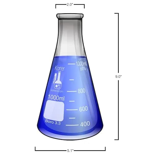 Karter Scientific 1000ml Erlenmeyer Flask with Narrow Mouth & Graduations | 3.3 Borosilicate Glass thumbnail 4