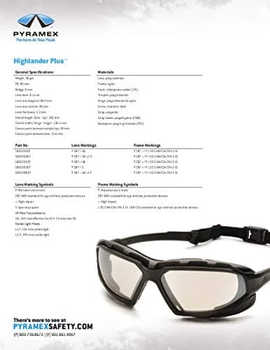 Pyramex Highlander XP Safety Glasses, Black/Gray Frame, Amber Anti-Fog Lens (1 Pair) thumbnail 6