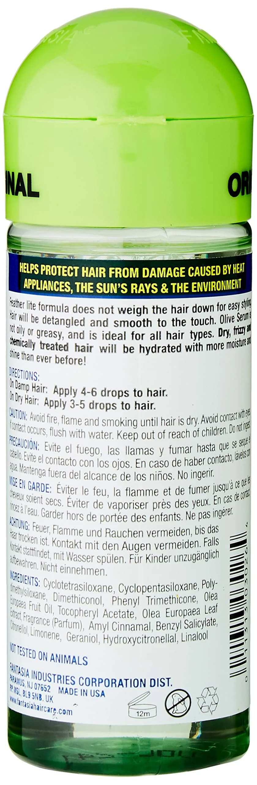 Fantasia Hair Polisher Olive Serum 59ml (2 Fl Oz) | Repairs Dry, Damaged Hair thumbnail 4