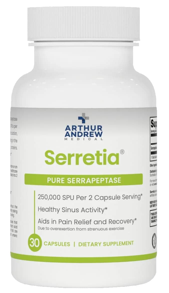 Arthur Andrew Medical Serretia Pure Serrapeptase Enzyme 30 Capsules | 250,000 SPU Muscle & Sinus Support - main product image