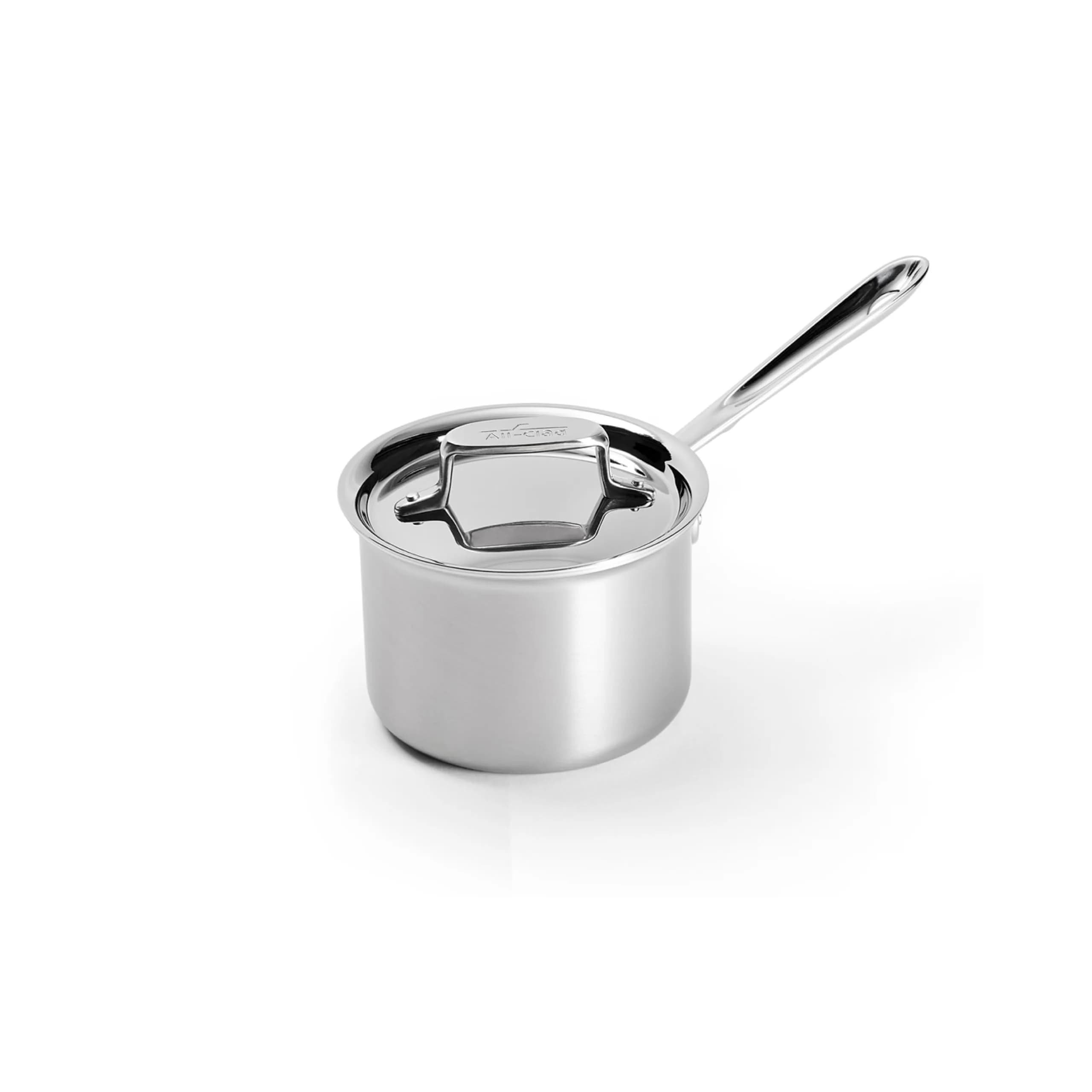 All-Clad D5 Stainless Steel 2 Qt Sauce Pan with Lid | Made in USA, Even Heat, Durable, Induction Safe — 2 Quarts