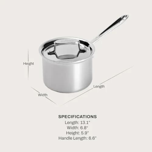 All-Clad D5 Stainless Steel 2 Qt Sauce Pan with Lid | Made in USA, Even Heat, Durable, Induction Safe thumbnail 2