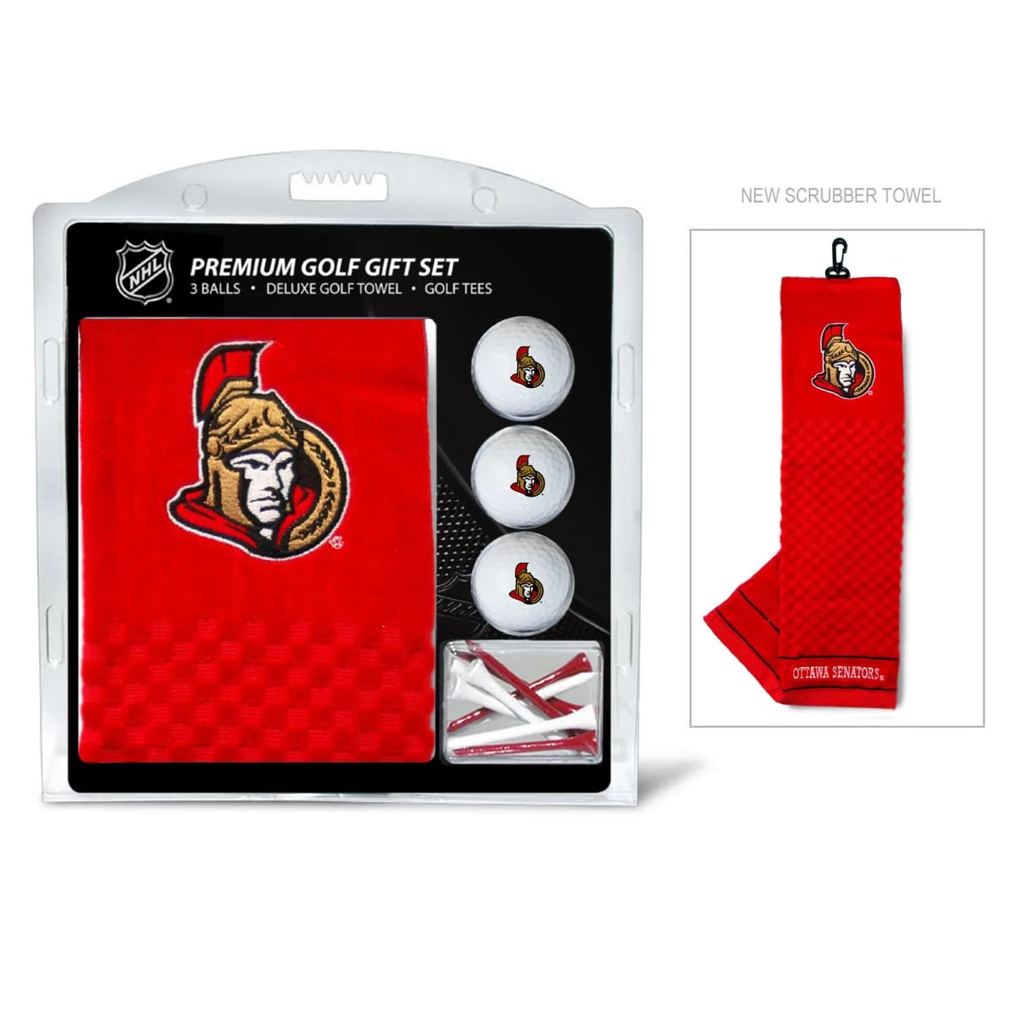 Team Golf NHL Ottawa Senators Embroidered Golf Towel, 3 Golf Ball, and Golf Tee Set | Officially Licensed Fan Gear - main product image