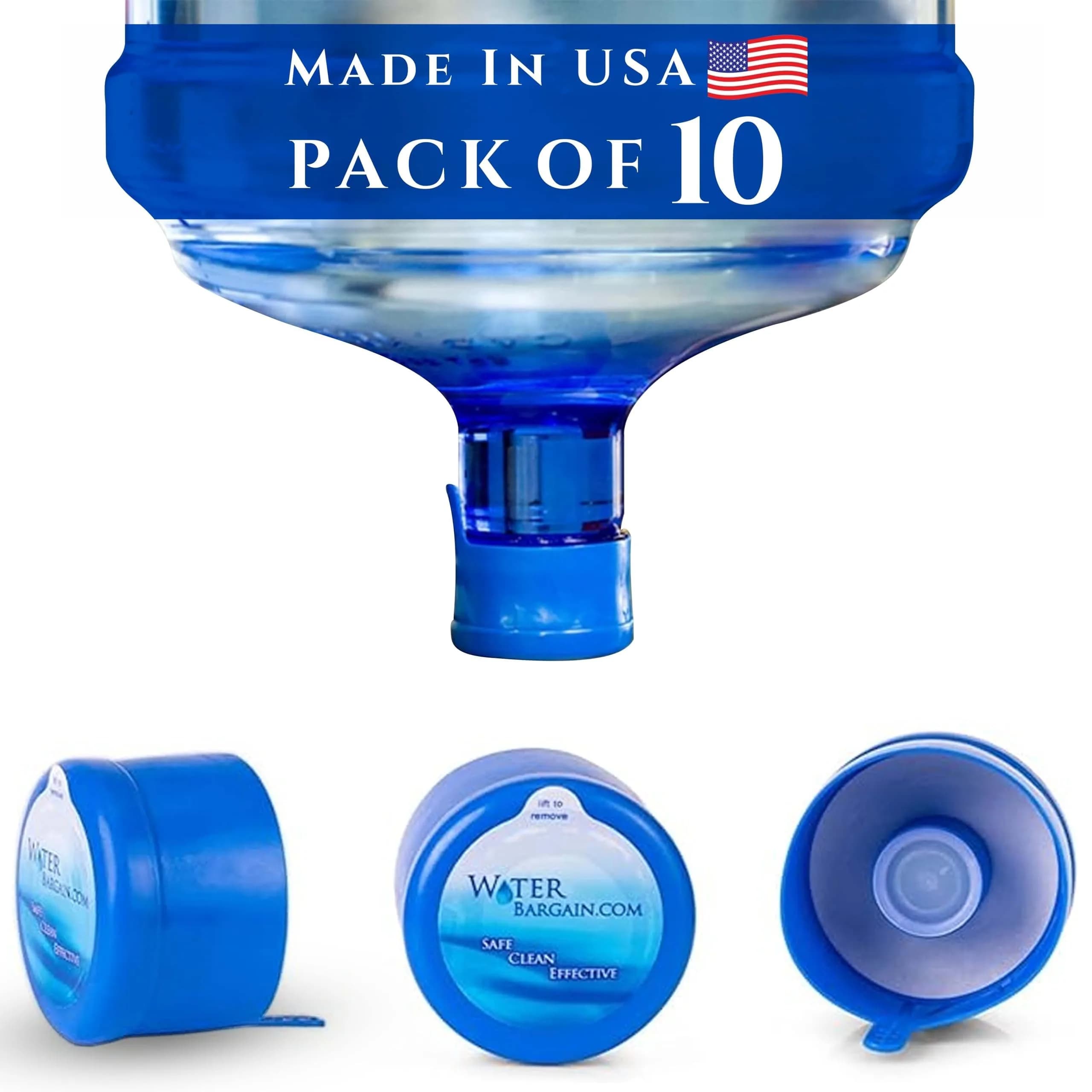 Water Bargain 3 & 5 Gallon Water Jug Caps - 10 Pack, USA Made | Spill-Proof, Airtight, Reusable - main product image
