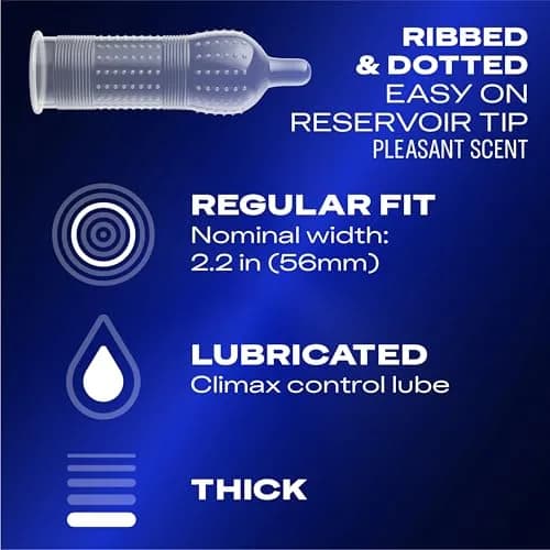 Durex Performax Intense Delay Condoms 12 Count (12 Each) | Ribbed, Dotted, Ultra Thin, Lubricated for Men thumbnail 2