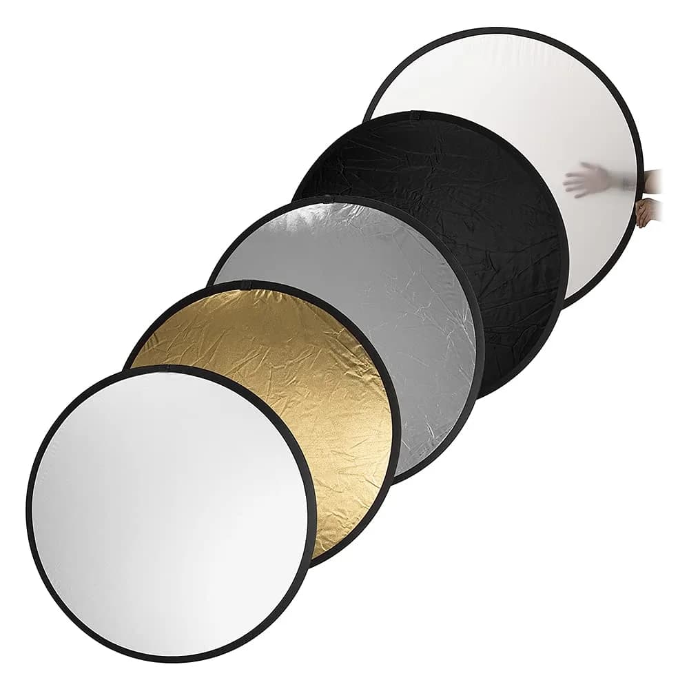 Fotodiox 40x60in 5-in-1 Collapsible Reflector Panel with Bag for Photography and Video – Black, Gold, Silver, Translucent, White | Multi-Application Light Modifier — 32 Inch