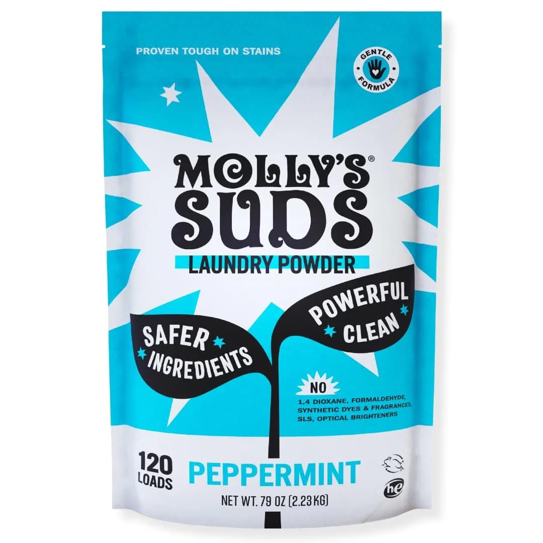 Molly's Suds Original Laundry Detergent Powder Peppermint 2.27 kg (79 oz) | Gentle Formula for Sensitive Skin